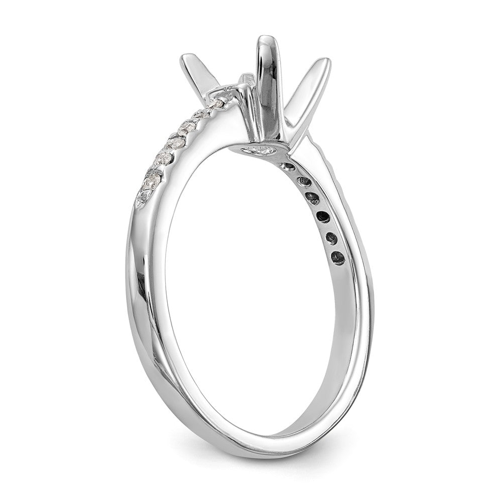 14K White Gold (Holds 1/2 carat (5.00mm) Round Center) 1/15 carat Diamond Semi-Mount Engagement Ring