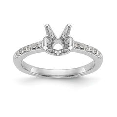 14K White Gold (Holds 1 carat (6.50mm) Round Center) 1/8 carat Diamond Semi-Mount Engagement Ring