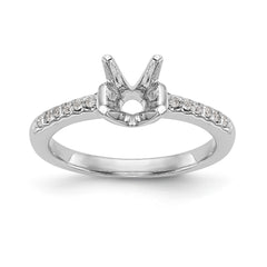 14K White Gold (Holds 3/4 carat (5.80mm) Round Center) 1/10 carat Diamond Semi-Mount Engagement Ring