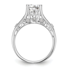 14K White Gold (Holds 1 carat (6.5mm) Round Center) 1/8 carat Diamond Semi-Mount Engagement Ring