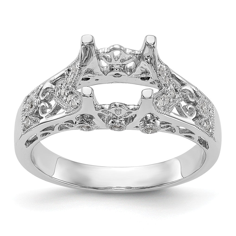 14K White Gold Diamond Semi-Mount Engagement Ring