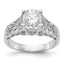 14K White Gold (Holds 1 carat (6.5mm) Round Center) 1/8 carat Diamond Semi-Mount Engagement Ring