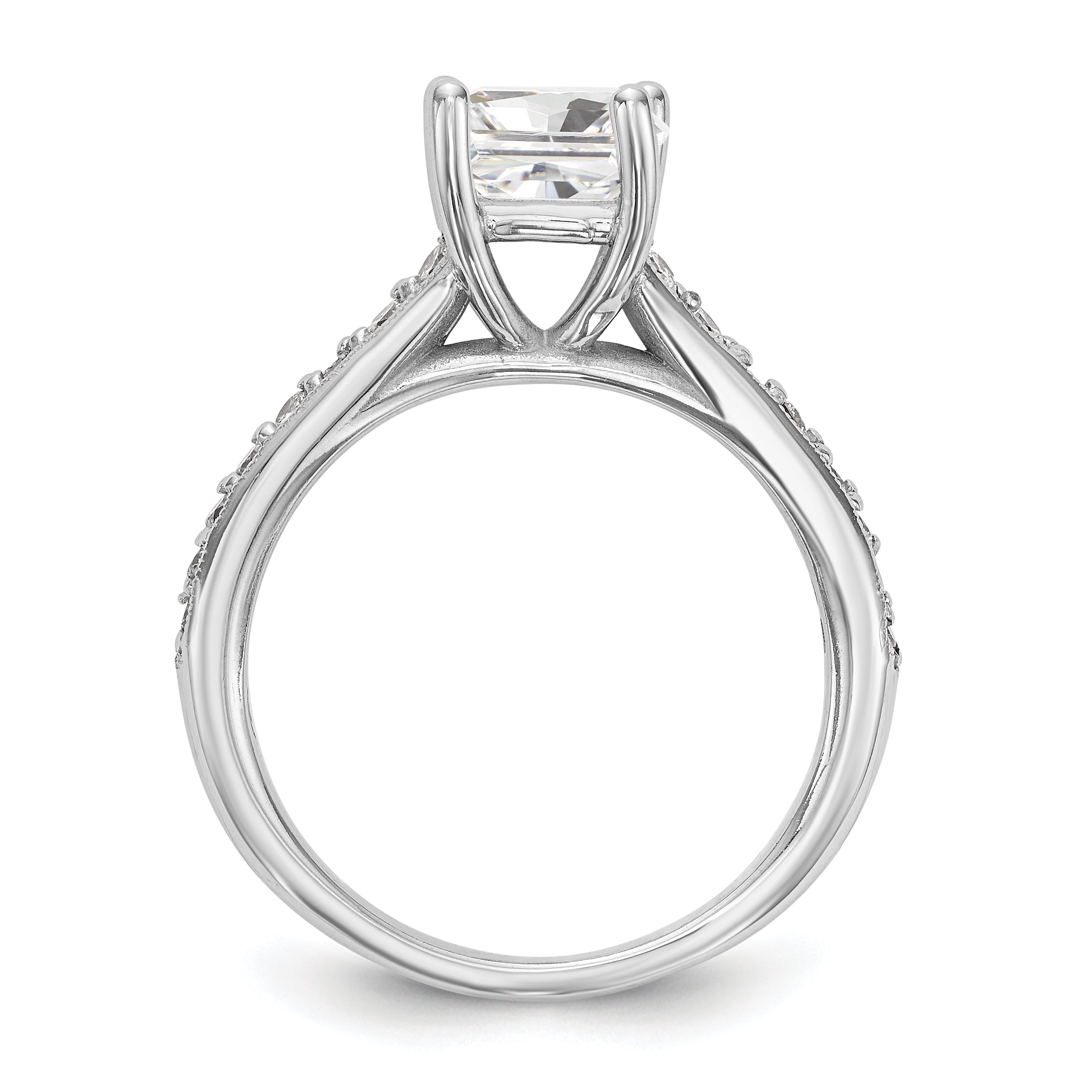 14K White Gold (Holds 1 carat (5.5mm) Princess Center) 1/3 carat Diamond Semi-Mount Engagement Ring