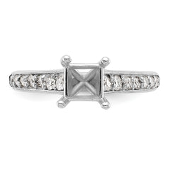 14K White Gold (Holds 1 carat (5.5mm) Princess Center) 1/3 carat Diamond Semi-Mount Engagement Ring