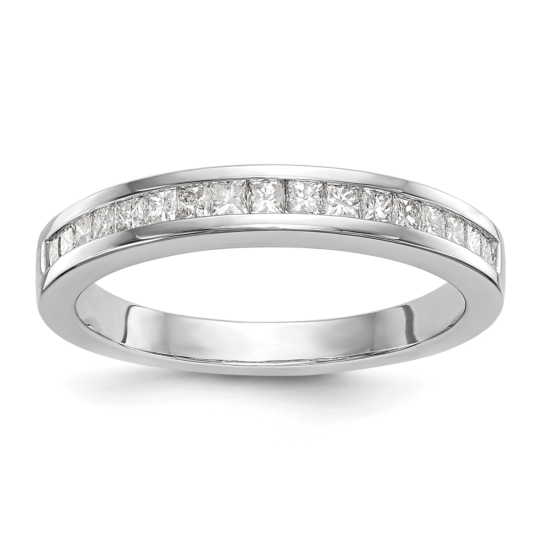 14K White Gold 1/5 carat Channel-set Princess Diamond Complete Wedding Band Main image