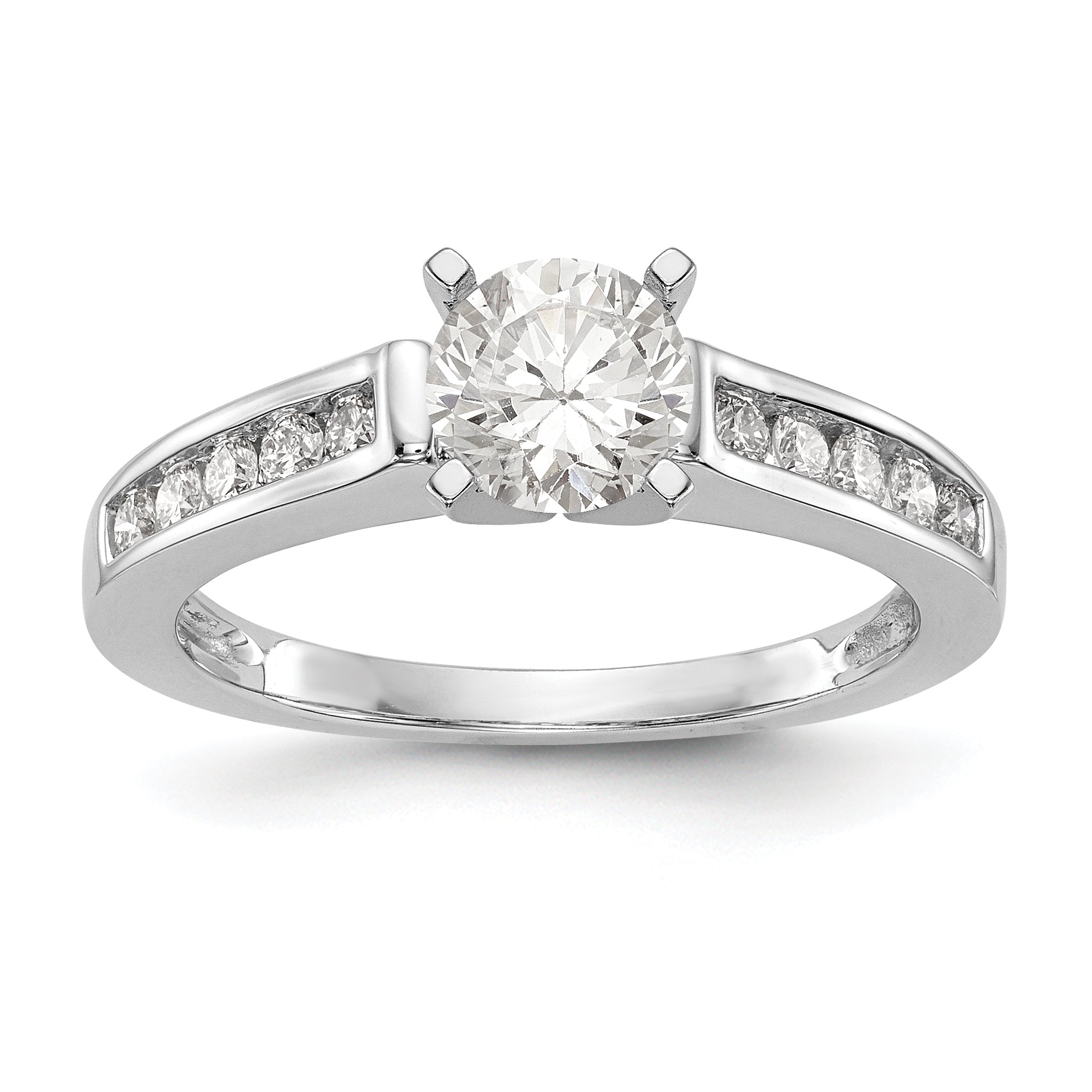 14K White Gold Peg Set 1/10 carat Channel-set Diamond Semi-mount Engagement Ring Main image