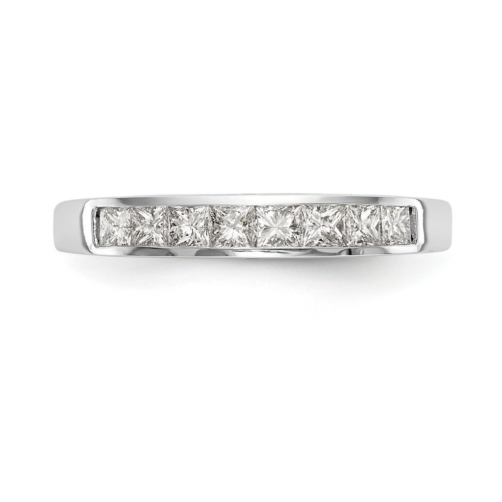 14K White Gold 8-Stone 1/2 carat Princess Diamond Complete Channel Band