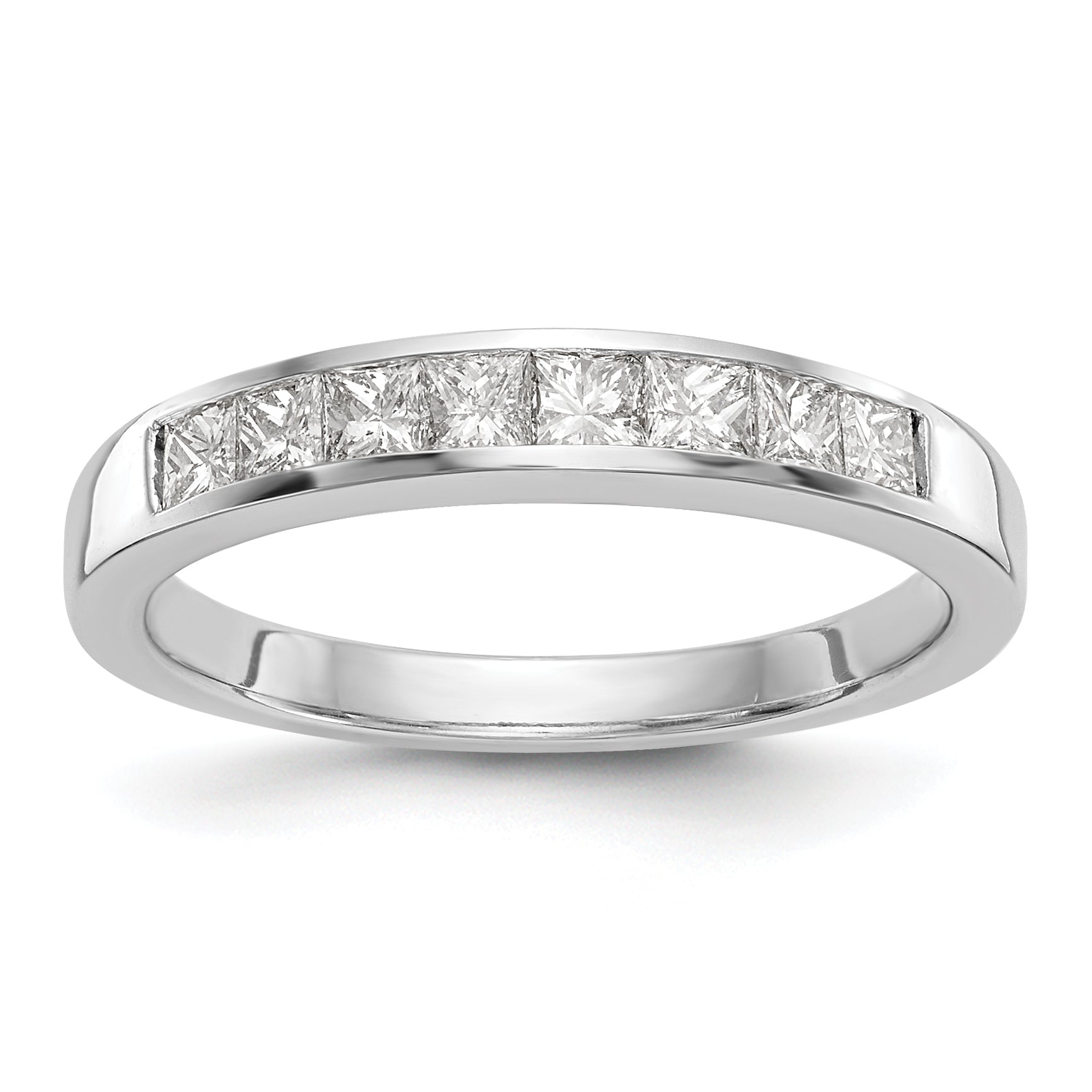14K White Gold 8-Stone 1/2 carat Princess Diamond Complete Channel Band Main image