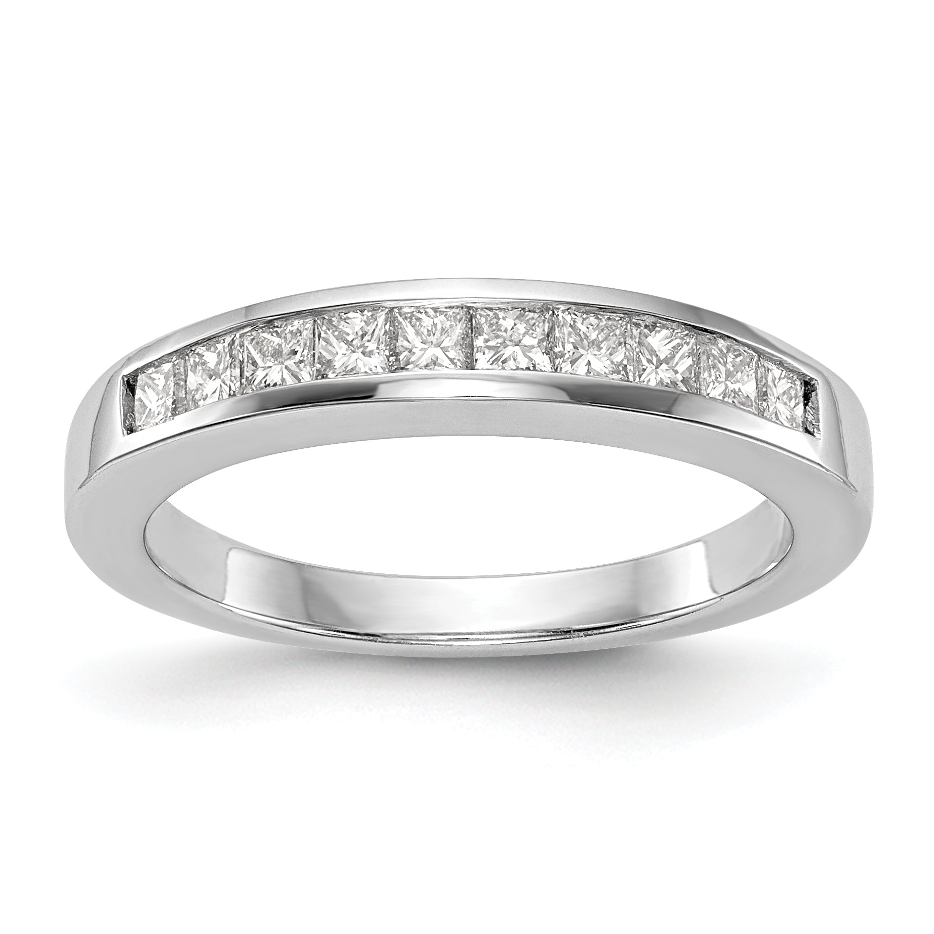 14K White Gold 1/2 carat Channel-set Princess Diamond Complete Wedding Band Main image
