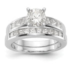 14K White Gold Diamond Peg Set Engagement Ring