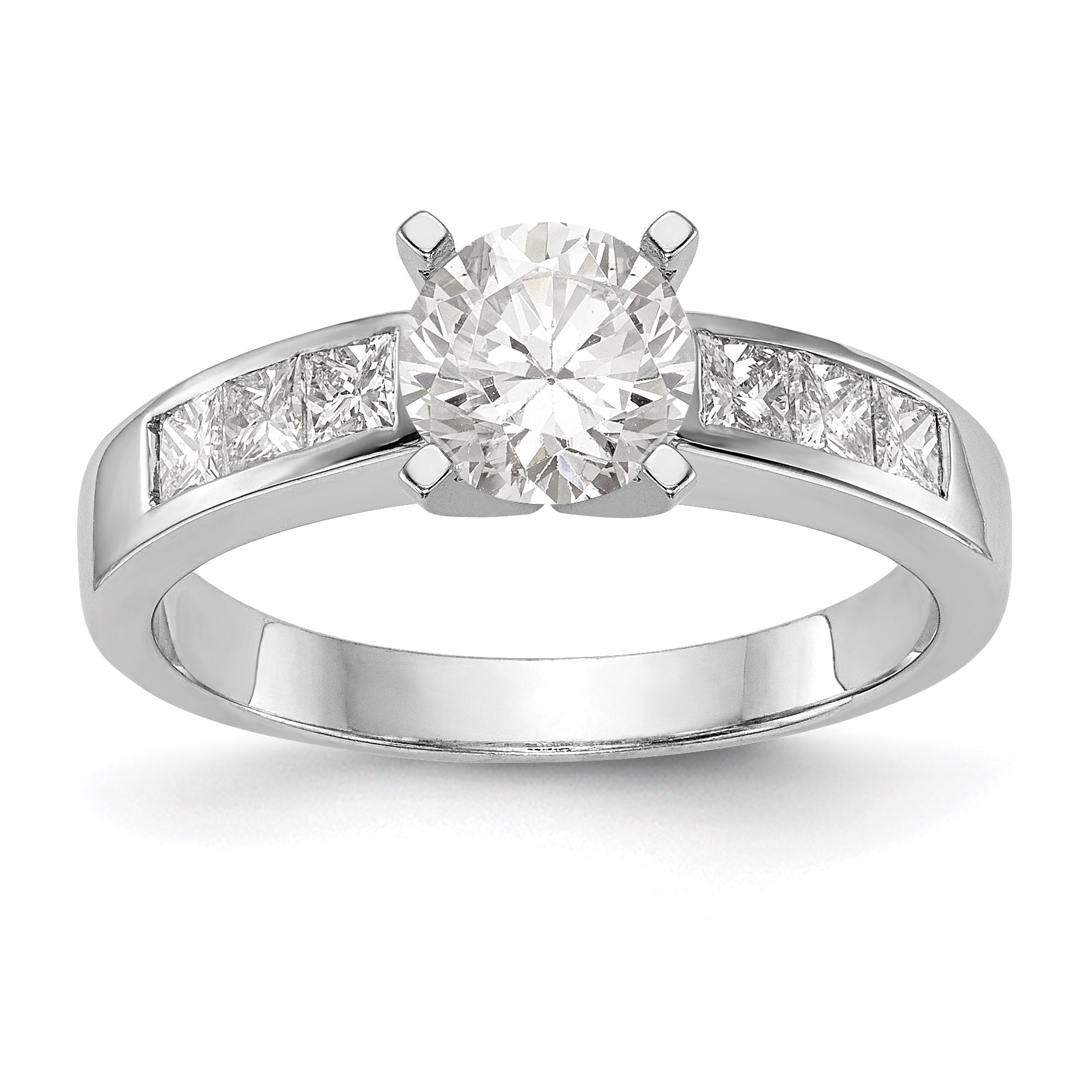 14K White Gold Peg Set 3/8 carat Channel-set Princess Diamond Semi-mount Engagement Ring Main image