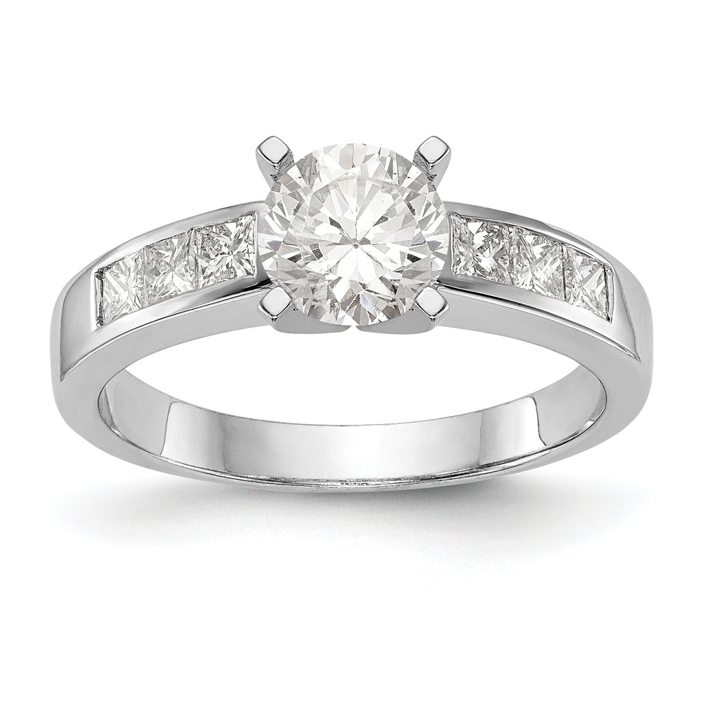 14K White Gold Peg Set 3/8 carat Channel-set Princess Diamond Semi-mount Engagement Ring