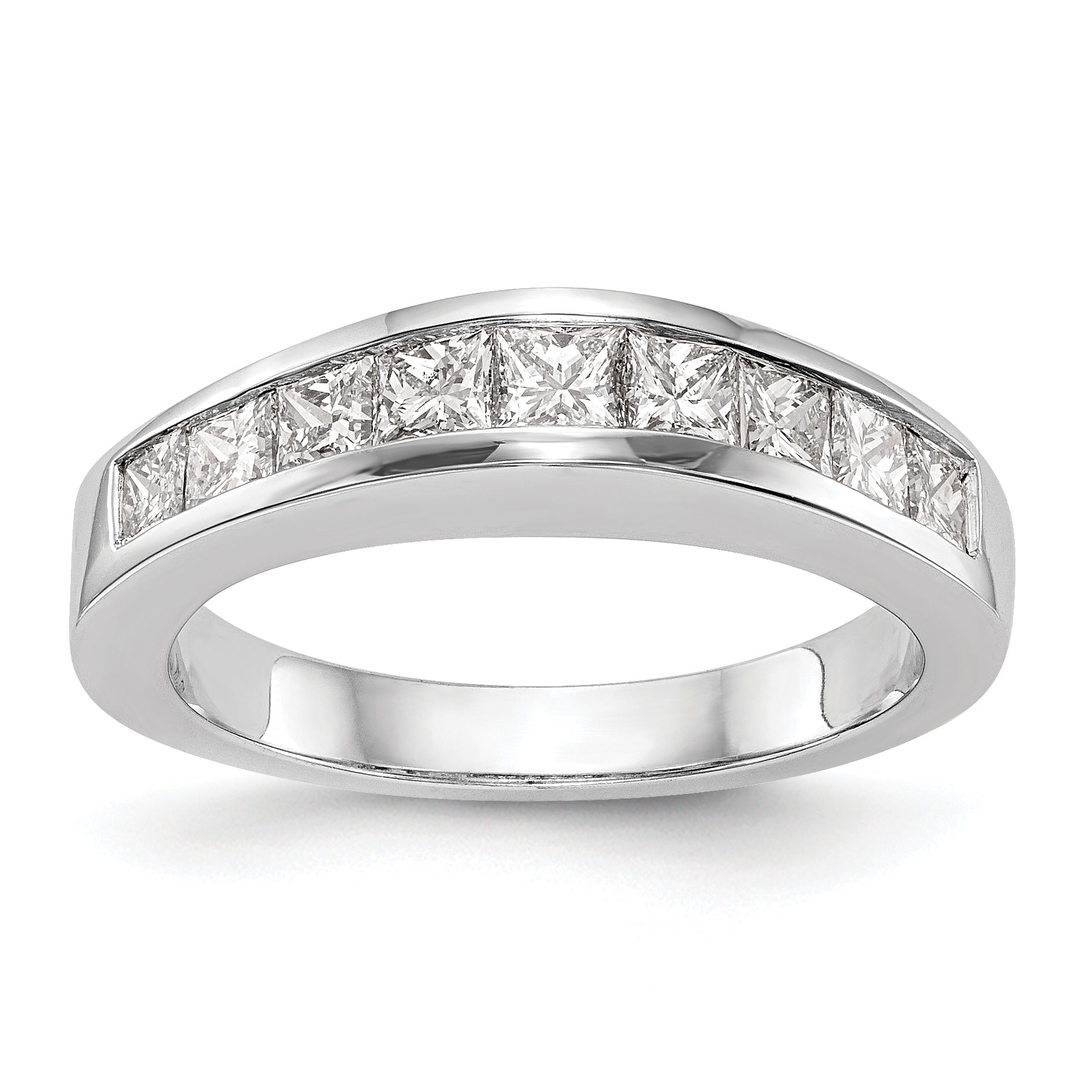 14K White Gold 1 carat Channel-set Princess Diamond Complete Wedding Band Main image