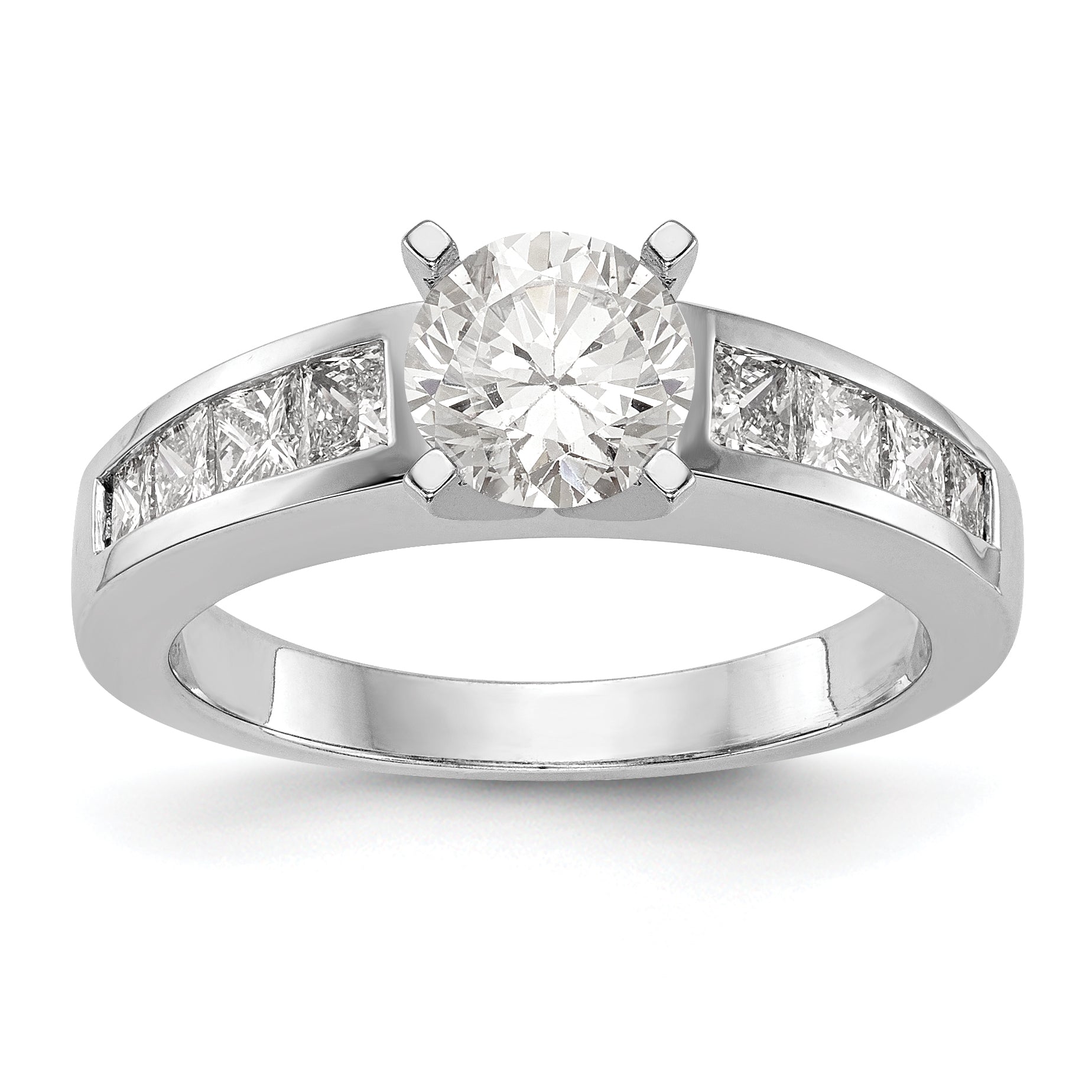 14K White Gold Peg Set 3/4 carat Channel-set Princess Diamond Semi-mount Engagement Ring Main image