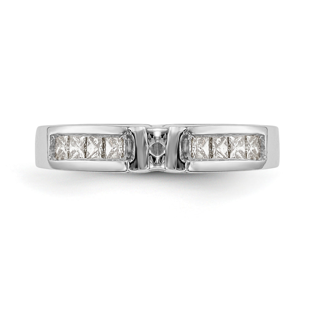 14K White Gold Peg Set 3/8 carat Channel-set Princess Diamond Semi-mount Engagement Ring