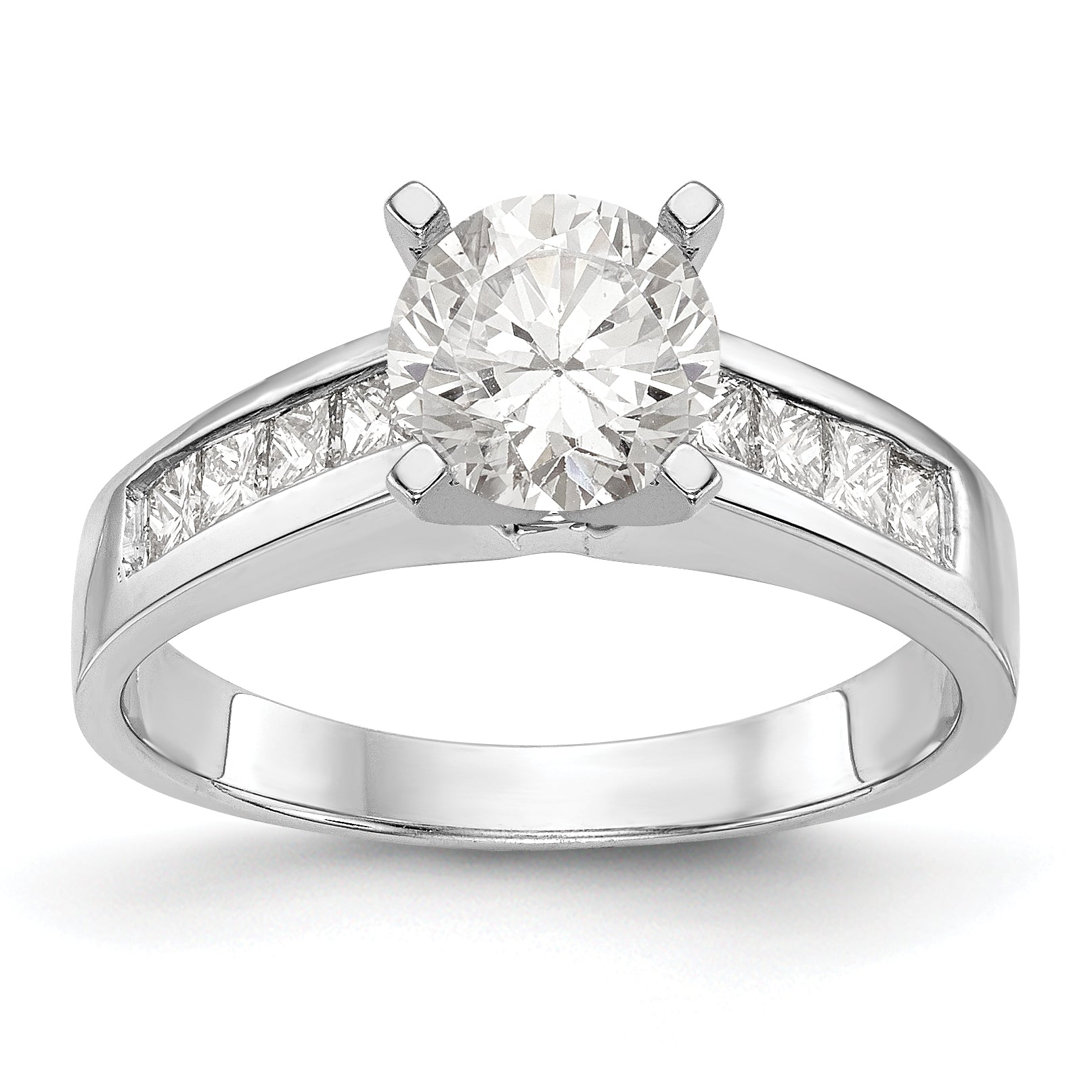 14K White Gold Peg Set 3/8 carat Channel-set Princess Diamond Semi-mount Engagement Ring Main image