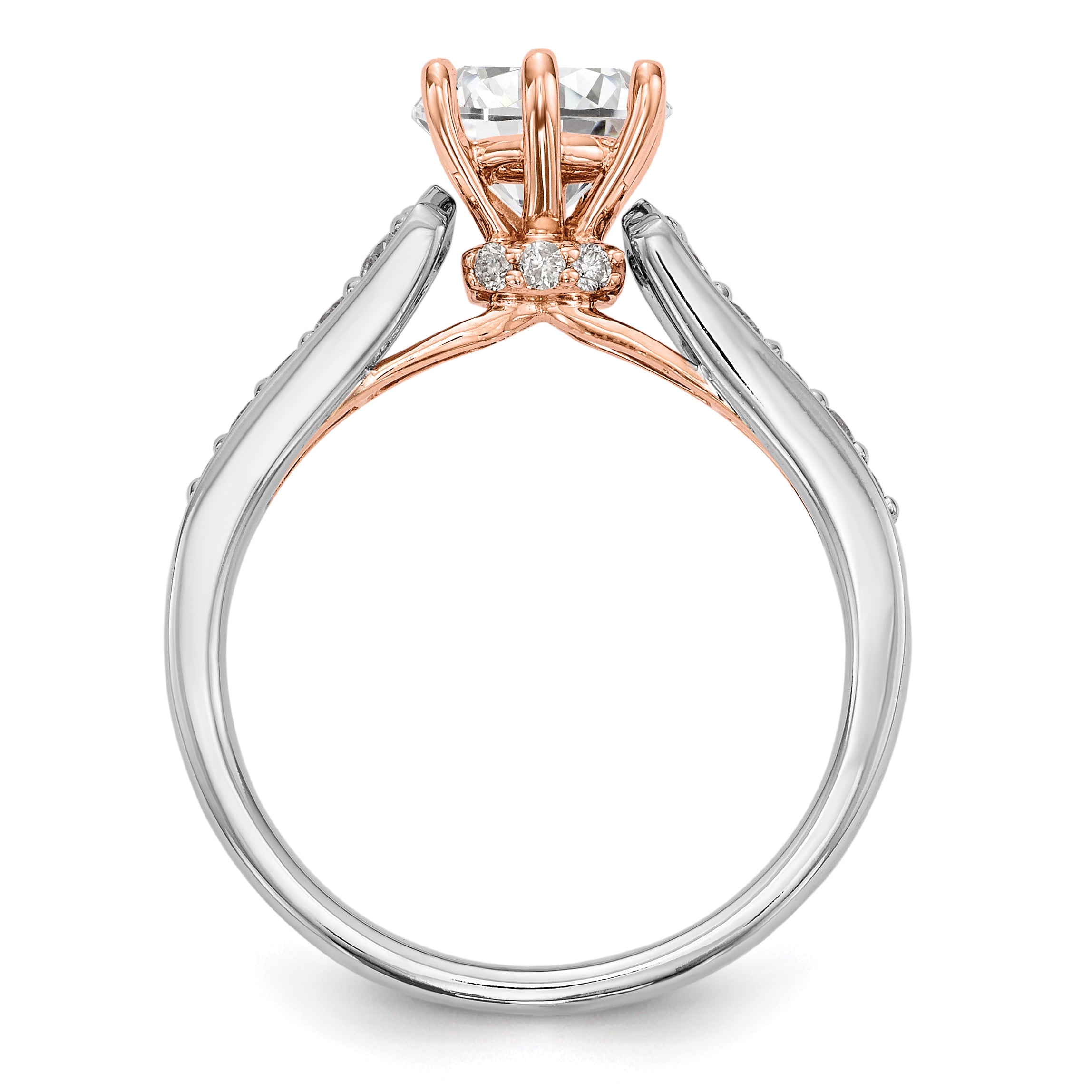 14K White Gold & Rose Diamond Semi-Mount Engagement Ring