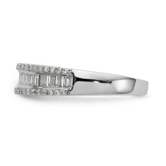 14K White Gold 3/8 carat Round/Baguette Diamond Complete Wedding Band