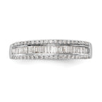 14K White Gold 3/8 carat Round/Baguette Diamond Complete Wedding Band
