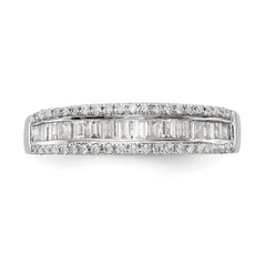 14K White Gold 3/8 carat Round/Baguette Diamond Complete Wedding Band