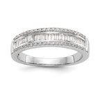 14K White Gold 3/8 carat Round/Baguette Diamond Complete Wedding Band