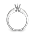 14K White Gold Peg Set 3/4 carat Round/Baguette Diamond Semi-mount Engagement Ring