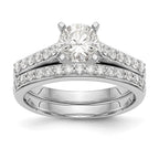 14K White Gold Diamond Peg Set Engagement Ring