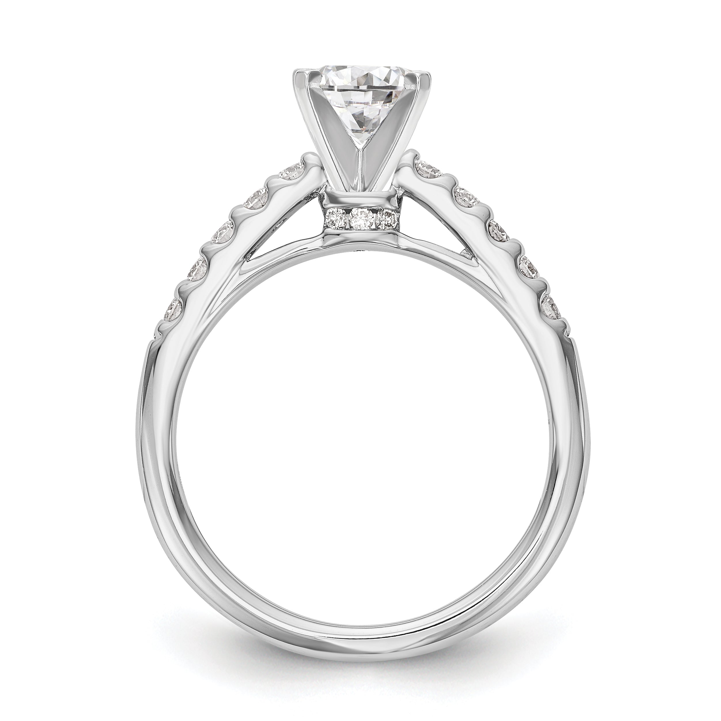 14K White Gold Peg Set 1/3 carat Diamond Semi-mount Engagement Ring Secondary image