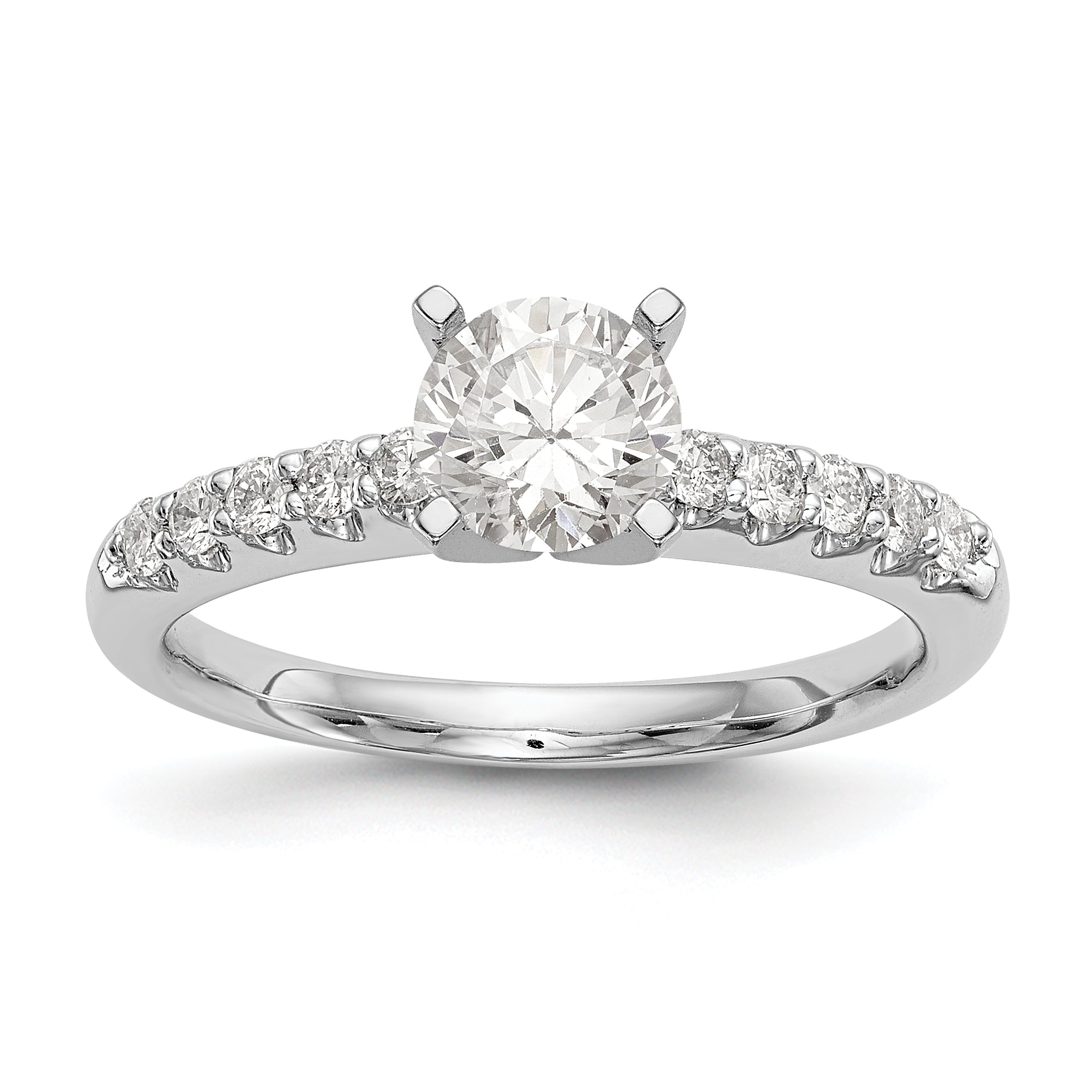14K White Gold Peg Set 1/4 carat Diamond Semi-mount Engagement Ring Main image