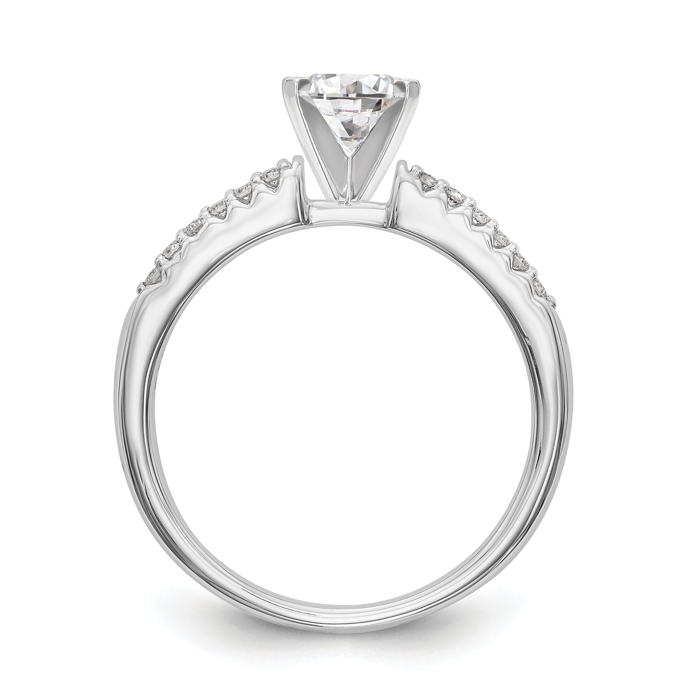 14K White Gold Peg Set 1/8 carat Diamond Semi-mount Engagement Ring Secondary image