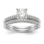14K White Gold Diamond Peg Set semi-mount Engagement Ring
