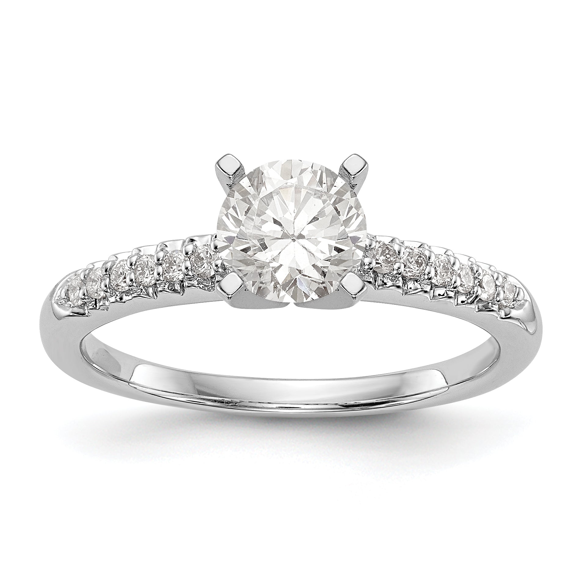 14K White Gold Peg Set 1/8 carat Diamond Semi-mount Engagement Ring Main image