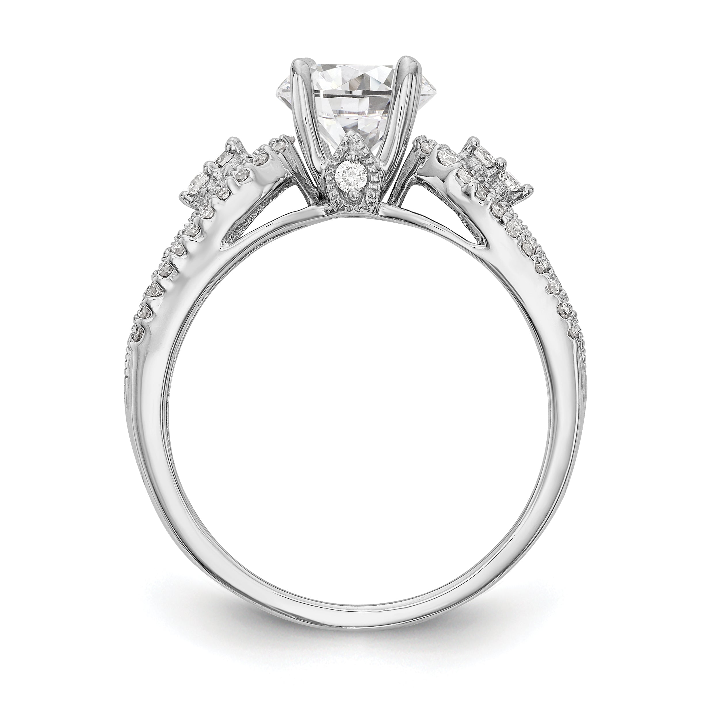 14K White Gold Peg Set 1/4 carat Diamond Semi-mount Engagement Ring Secondary image