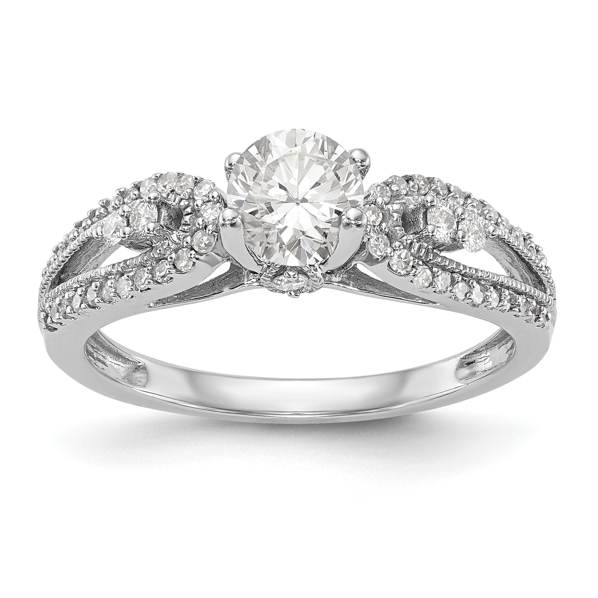 14K White Gold Peg Set 1/4 carat Diamond Semi-mount Engagement Ring Main image