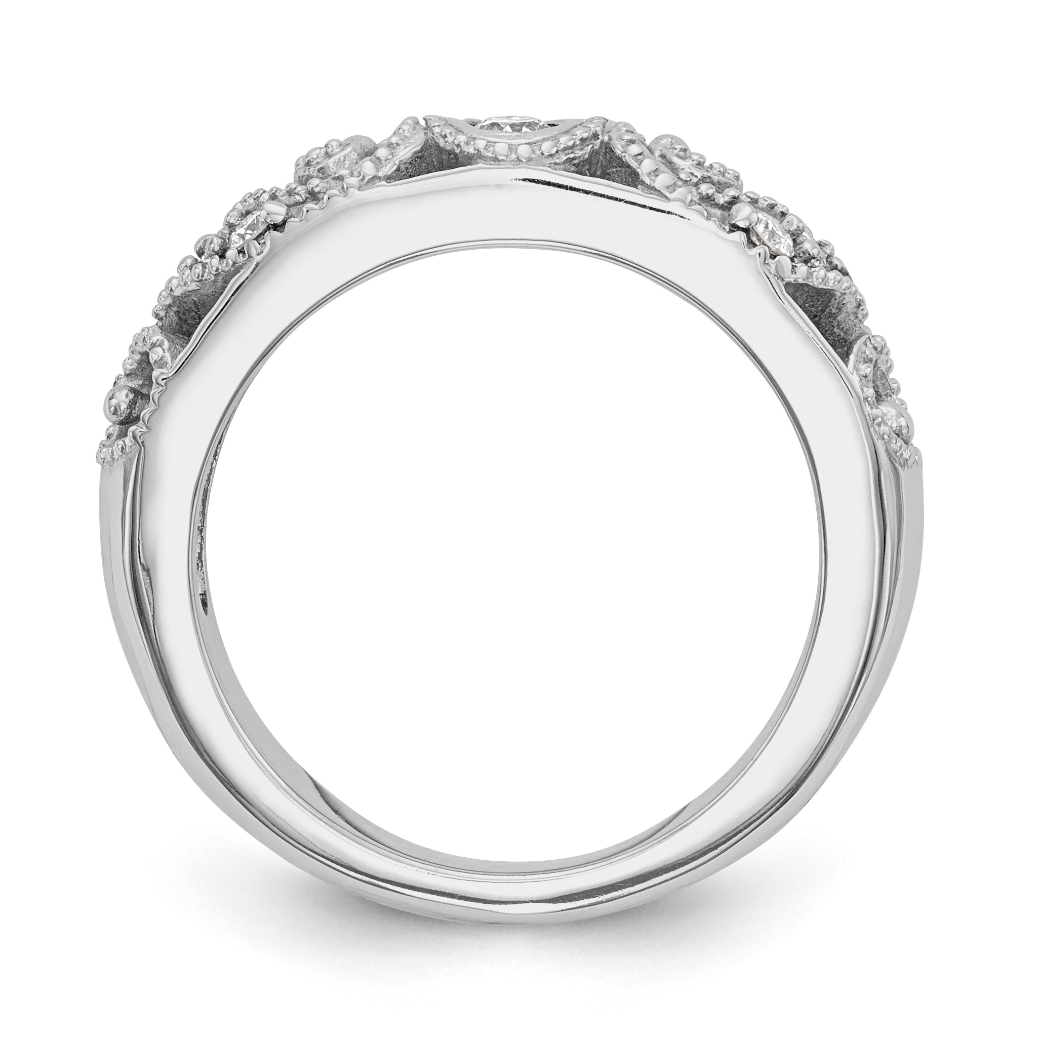 14K White Gold 1/8 carat Diamond Complete Wedding Band