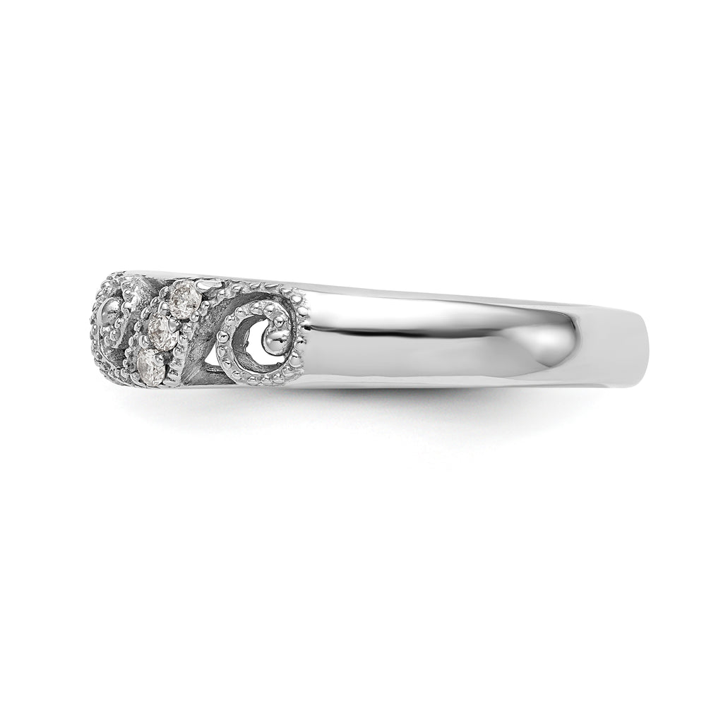 14K White Gold 1/8 carat Diamond Complete Wedding Band