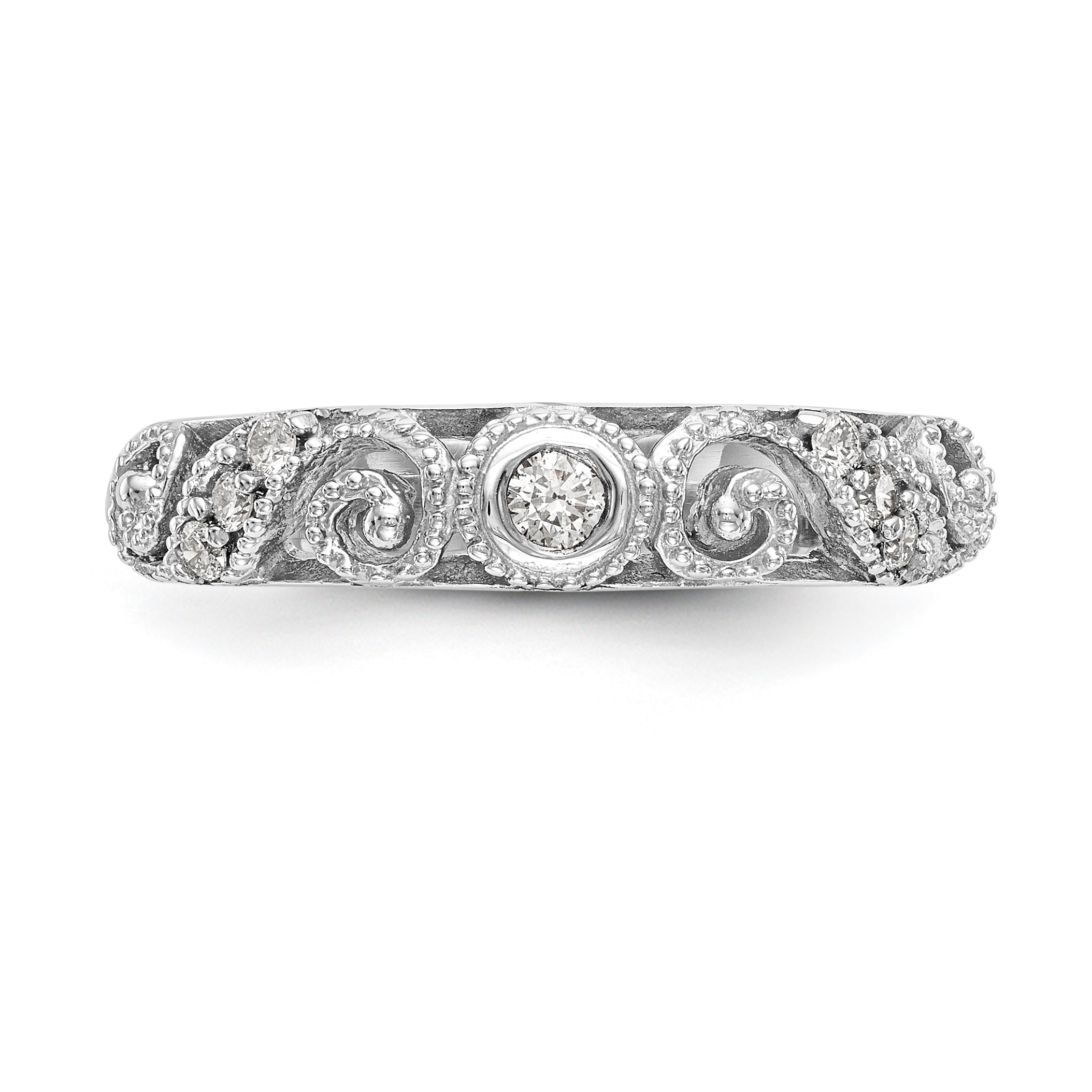 14K White Gold 1/8 carat Diamond Complete Wedding Band