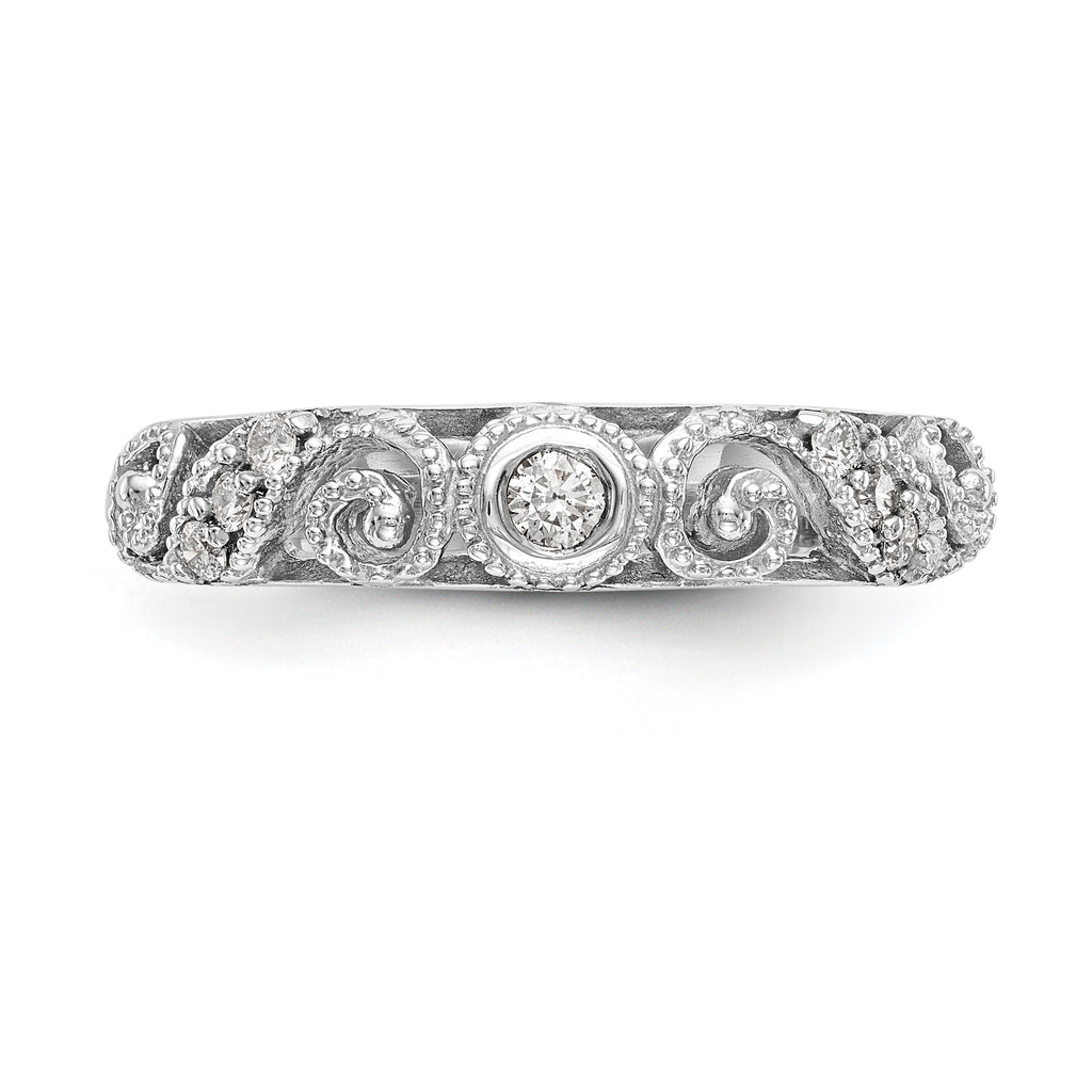14K White Gold 1/8 carat Diamond Complete Wedding Band