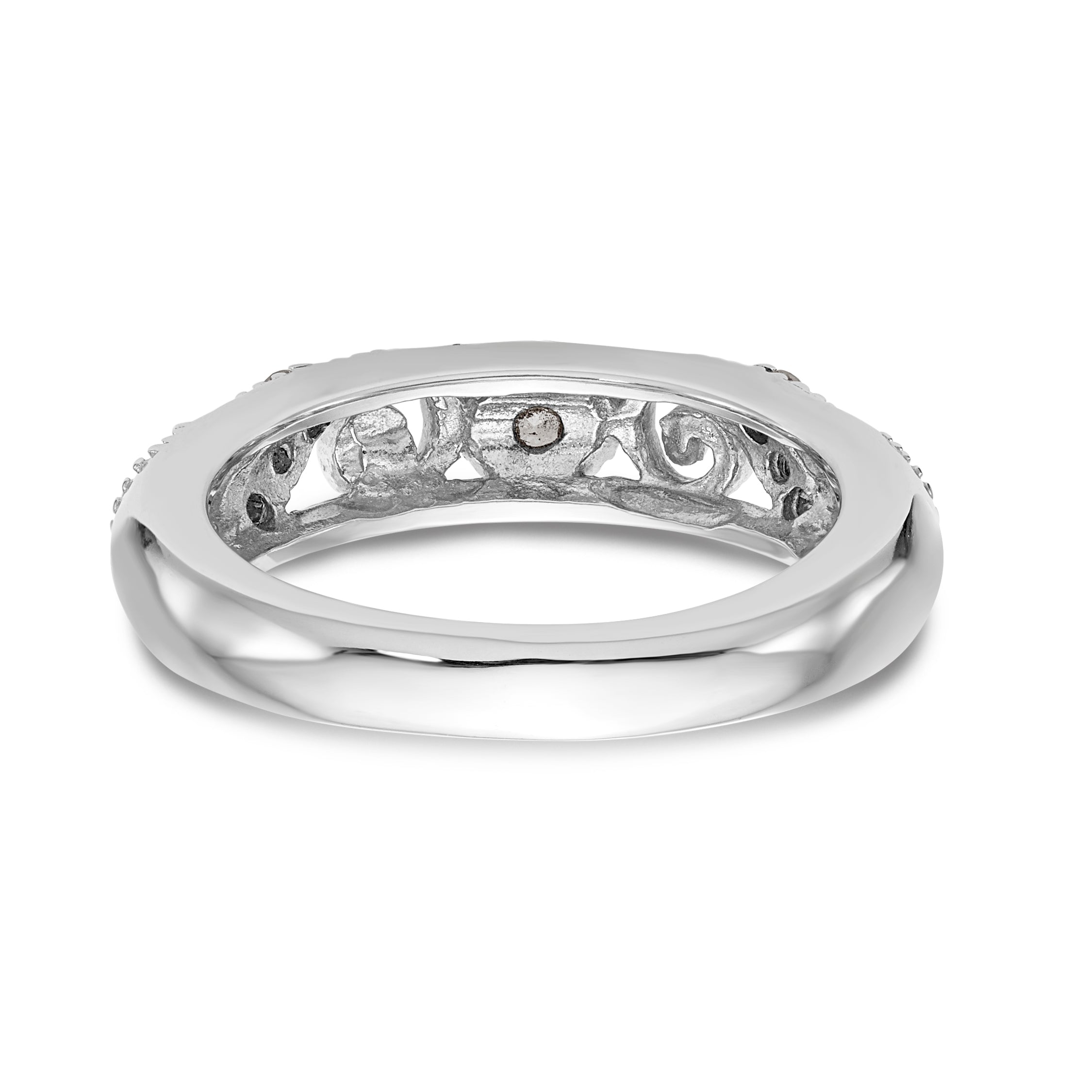 14K White Gold 1/8 carat Diamond Complete Wedding Band