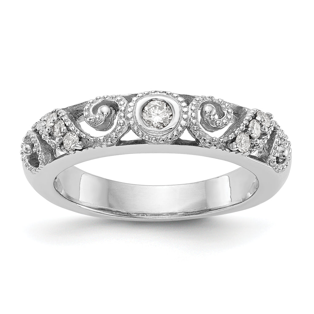14K White Gold 1/8 carat Diamond Complete Wedding Band