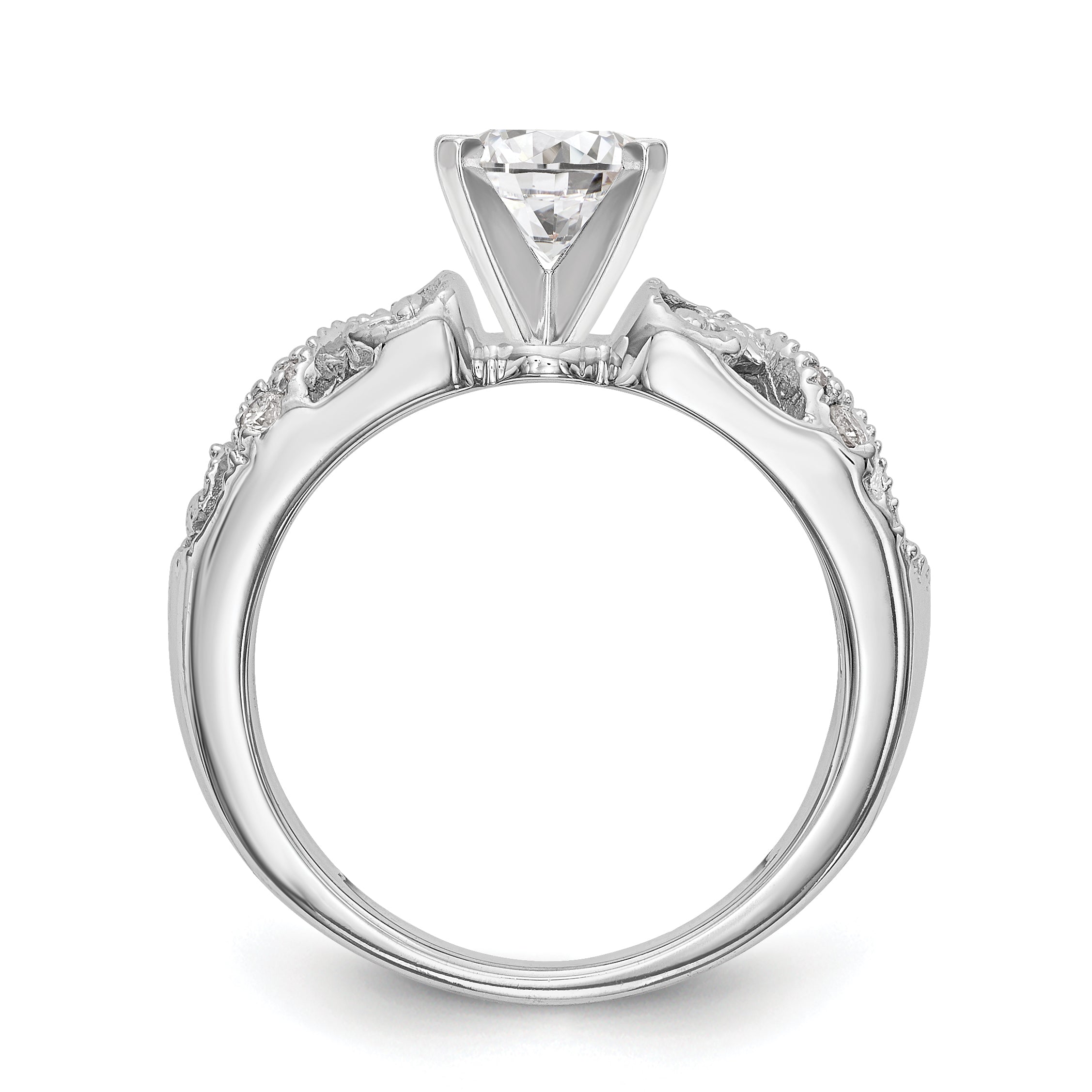 14K White Gold Peg Set 1/15 carat Diamond Semi-mount Engagement Ring Secondary image