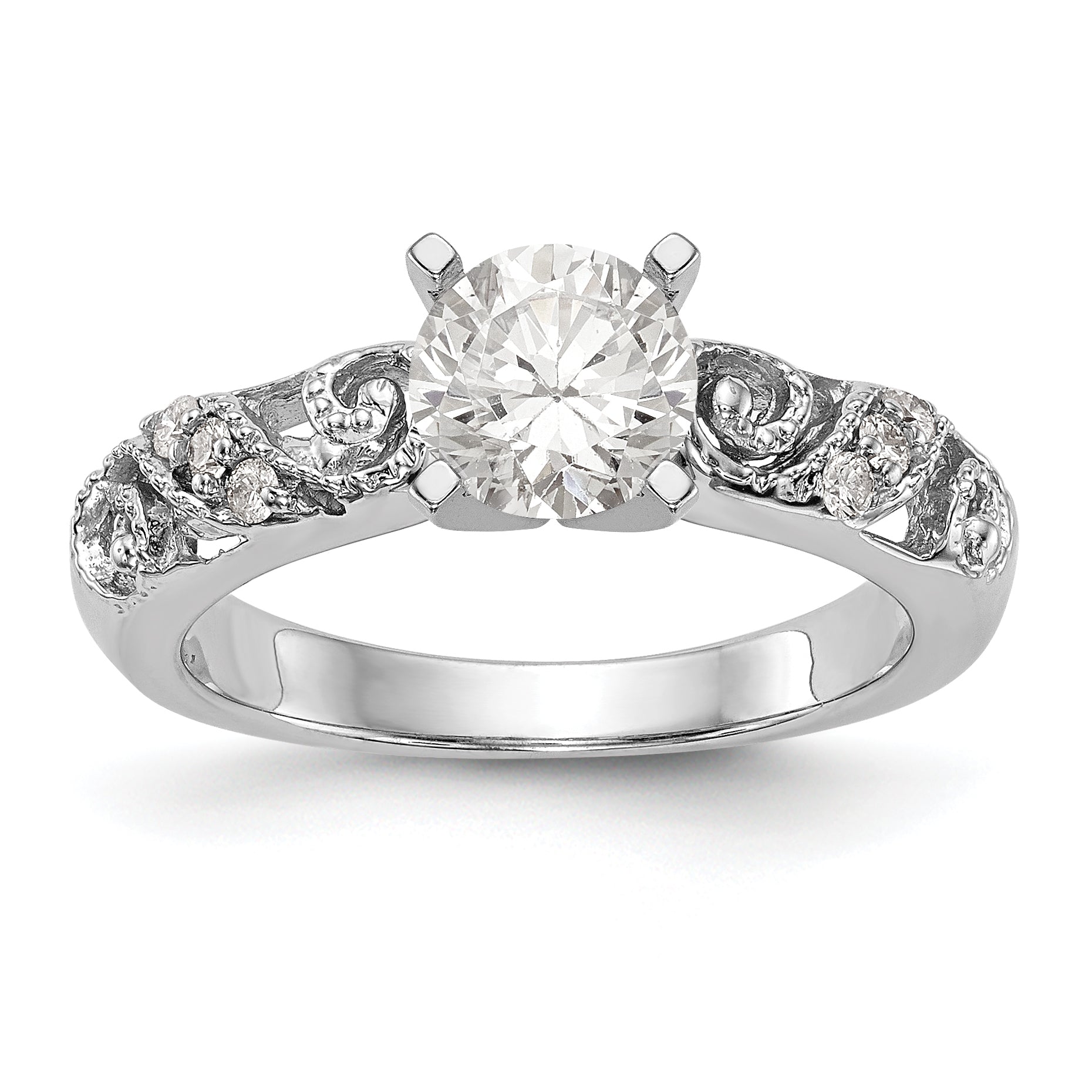 14K White Gold Peg Set 1/15 carat Diamond Semi-mount Engagement Ring Main image