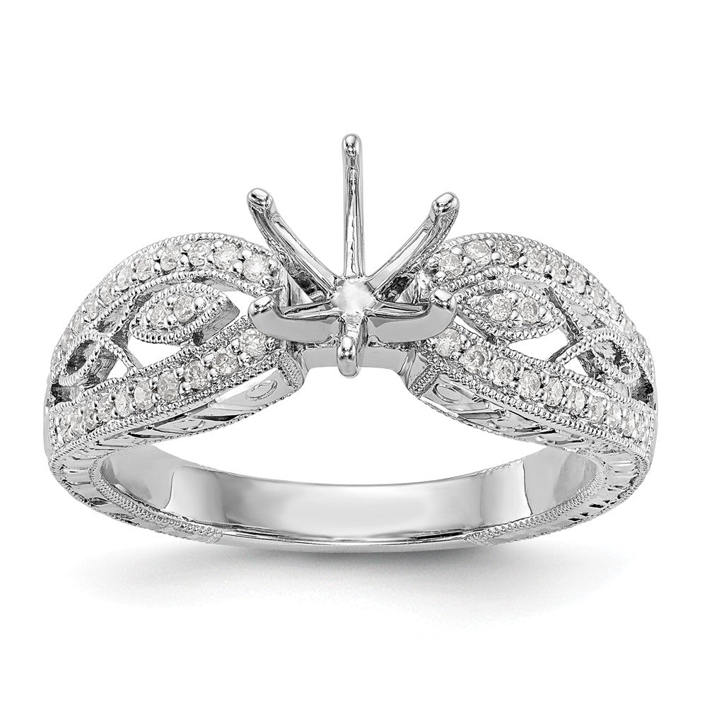 14K White Gold Diamond Peg Set Engagement Ring