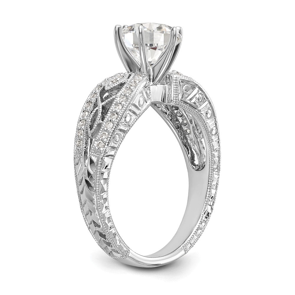 14K White Gold Vintage Peg Set 1/5 carat Diamond Semi-mount Engagement Ring
