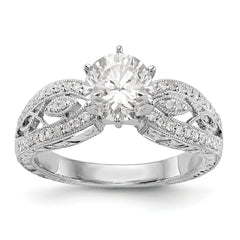 14K White Gold Vintage Peg Set 1/5 carat Diamond Semi-mount Engagement Ring