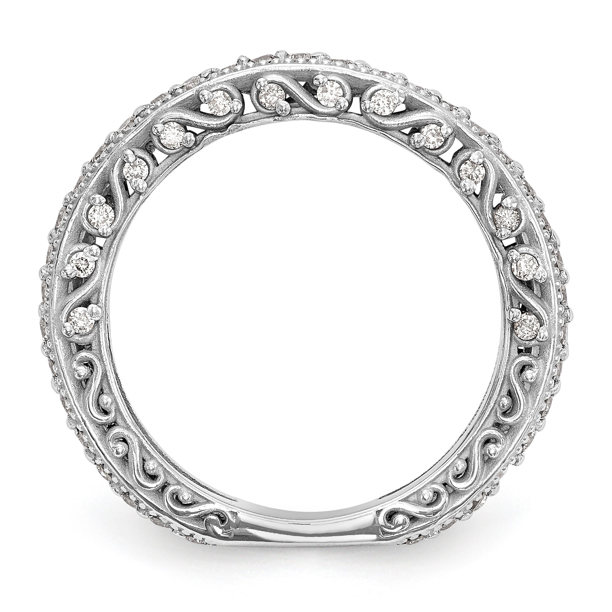 14K White Gold 1/2 carat Diamond Complete Wedding Band Secondary image