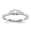 14K White Gold 3-Stone (Holds 1/4 carat (4.1mm) Round Center) Includes 2-2.7mm Round Side Diamonds Semi-Mount Engagement Ring