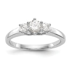 14K White Gold 3-Stone (Holds 1/4 carat (4.1mm) Round Center) Includes 2-3.1mm Round Side Diamonds Semi-Mount Engagement Ring