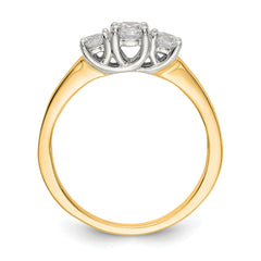 14K Two-tone 3-Stone Diamond Semi-Mount Engagement Ring