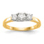 14K Two-tone 3-Stone (Holds 1/4 carat (4.1mm) Round Center) Includes 2-3.2mm Round Side Diamonds Semi-Mount Engagement Ring